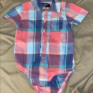 Osh Kosh plaid shirt onsie 9months